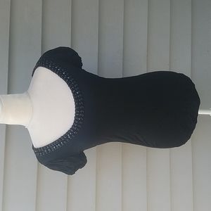 OH YES BLACK BEADED TOP